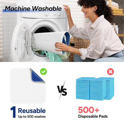 WhyWorry Washable Bed Pads for Adult Incontinence, 86x91cm, White, 4 Pack