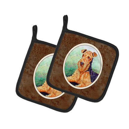 Caroline's Treasures Airedale Terrier Par de agarraderas 7239PTHD, Tela, Multicolor