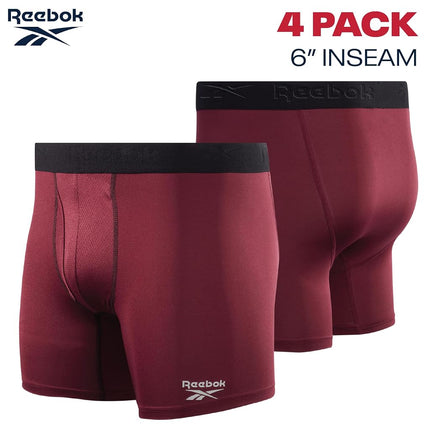 Reebok Men's Underwear - Performance Boxer Briefs with Fly Pouch (4 Pack) (Small, Black/Fig/Grey)