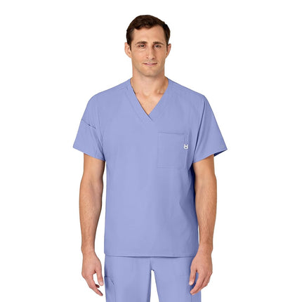 WonderWink W123 6355 Men's V-Neck Top, Ceil Blue, 