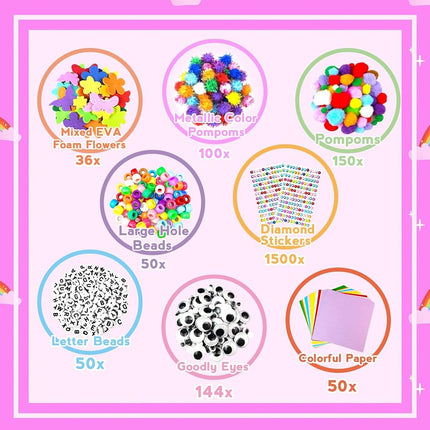 ZEIZHUBN 3000 Pieces Craft Set Children, DIY Craft Case Children with Pipe Cleaner, Googly Eyes, Creative Scrapbooking Craft Box, Craft Supplies for Girls Boys 4-8, 8-12 Years Gift