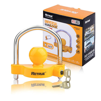 RETRUE Universal Coupler Lock Trailer Locks Ball Hitch Trailer Hitch Lock Adjustable Security Heavy-Duty Steel Fits 1-7/8 Inch, 2 Inch, 2-5/16 Inch Couplers Lightweight(Pack of 2) …