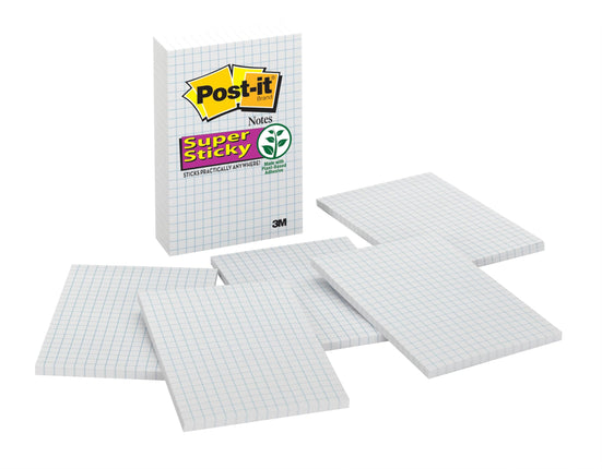 Post-it Super Sticky Notes, 4x6 in, 3 Pads, 2X The