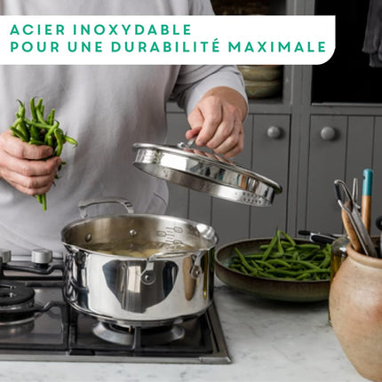 Tefal E304S344 Jamie Oliver Set x 3 Frying Pan, 20-24-28 cm, Stainless Steel