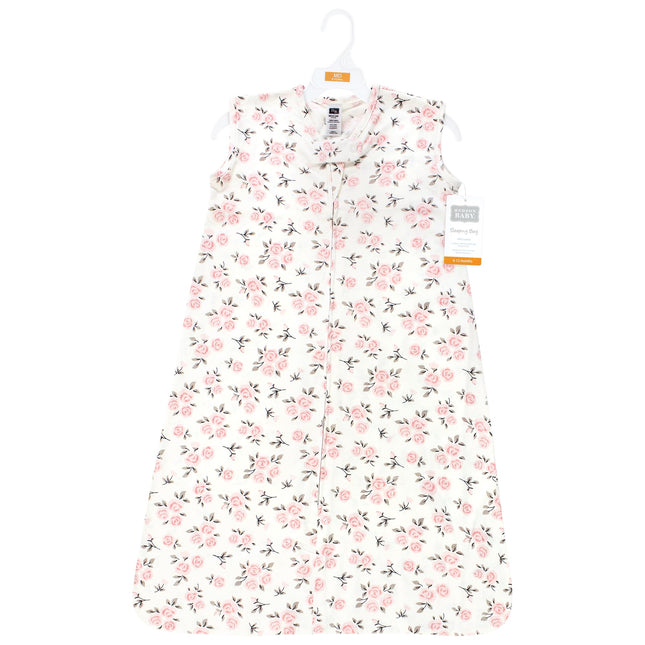 Hudson Baby Saco de Dormir, Manta Portátil de Algodón sin Mangas, Bebé Unisex, Estampado Floral Rosa Neutro, 0-6 Meses