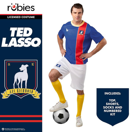Rubies 1000134M000 Ted Lasso AFC Richmond Soccer Uniform Adult Fancy Dress, Men, Multi, Medium, Chest 41' Halloween