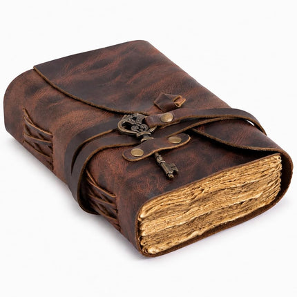 Vintage Leather Journal - Antique Handmade Deckle 