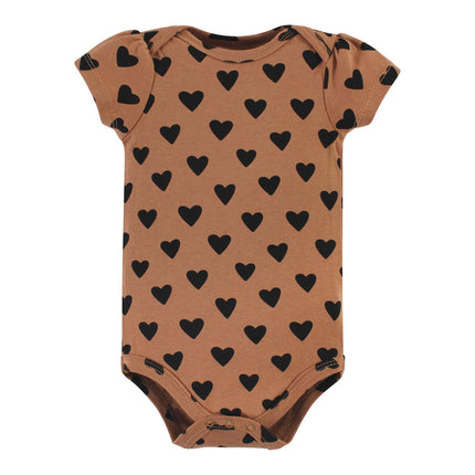 Hudson Baby Baby Cotton Bodysuits, Cinnamon Hearts, 18-24 Months