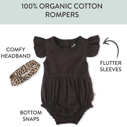 HonestBaby Multipack Short Romper Sets and Dresses 100% Organic Cotton for Infant Baby and Toddler Boys, Girls, Unisex, SAFARI BROWN, 3-6 Months, Safari Brown, 3-6 Months