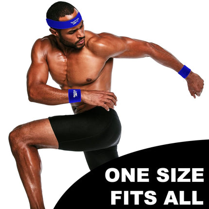 Set de 3 piezas de bandas atléticas unisex – Diadema de entrenamiento de 2.25 pulgadas y muñequeras de 3.25 pulgadas con tecnología Stay Dry, tela de rizo que absorbe la humedad | Accesorios de fitness de calidad para una comodidad activa - Reebok