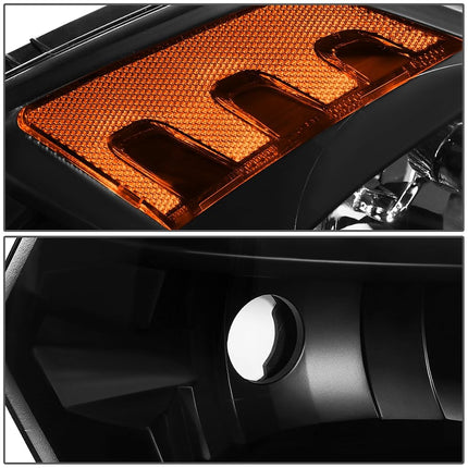 DNA Motoring HL-OH-DR09QUA-BK-AM Black Amber Headlights Compatible with 10-18 Ram 1500-5500,Fit Dual or Quad Headlight Models