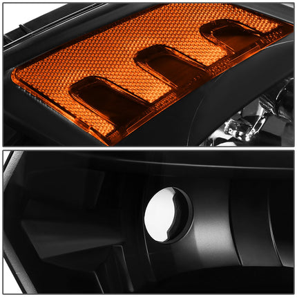 DNA Motoring HL-OH-DR09QUA-BK-AM Faros delanteros ámbar negros compatibles con Ram 1500-5500 de 10-18, aptos para modelos de faros dobles o cuádruples