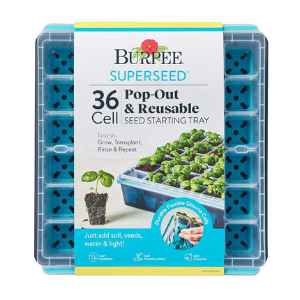 Burpee SuperSeed Seed Starting Tray | 36 Cell Reusable Seed Starter Tray | for Starting Vegetable, Flower & Herb Seeds | Indoor Grow Kit for Plant Seedlings | for Germination Success