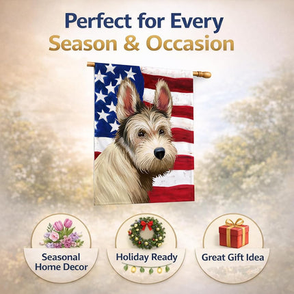 Caroline's Treasures CK6432CHF Berger Picard Dog American Flag Flag Canvas House Size, Large, multicolor