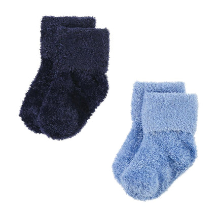 Hudson Baby Chaussettes riches en coton pour nouveau-nés et chaussettes en tissu éponge unisexe, bleu gris uni, 0-6 mois, bleu gris uni, lot de 8 chaussettes chenille, 0-6 mois