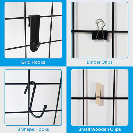 CIKLCIX Wire Wall Grid Panel Set of 2, Photo Display Board & Memo Board