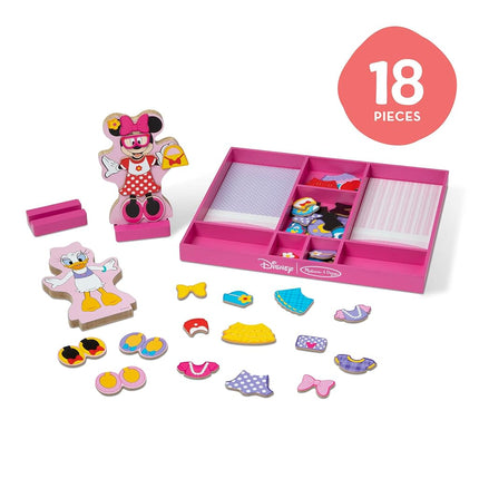 Melissa & Doug Disney Minnie Mouse and Daisy Duck Magnetic Dress-Up Wooden Doll Pretend Play Set (40+ pcs)