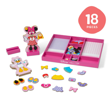 Melissa & Doug Disney Minnie Mouse and Daisy Duck Magnetic Dress-Up Wooden Doll Pretend Play Set (40+ pcs)