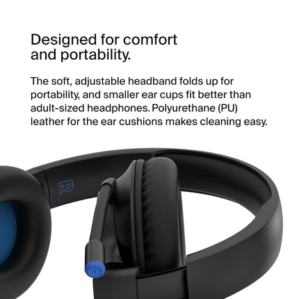 Belkin SoundForm Inspire Wireless Over-Ear Headset for Kids, On-Ear Headphones for Girls and Boys, Online Learning, & Travel with Built-In Microphone - Compatible with iPhone, iPad, Galaxy, and More