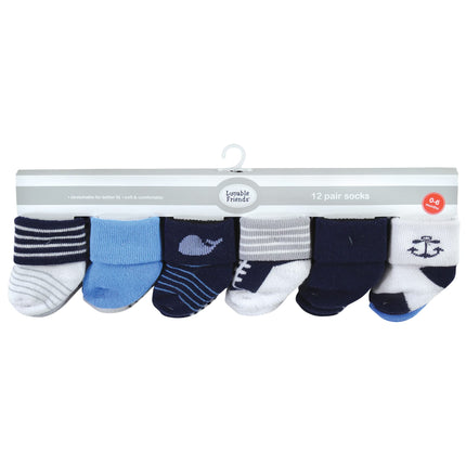 Luvable Friends Calcetines unisex de felpa para recién nacido y bebé, ballena, 0-6 meses