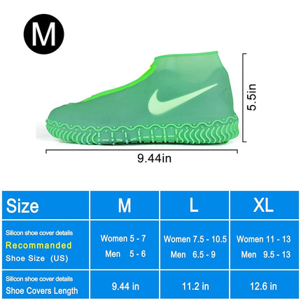 Shiwely Waterproof Shoe Covers, Silicone Reusable Shoe Cover Non-slip Durable Zipper Elastic Rain Cover Protection for Men Women (M (Women 5.5-7.5, Men 5-6.5), Green)