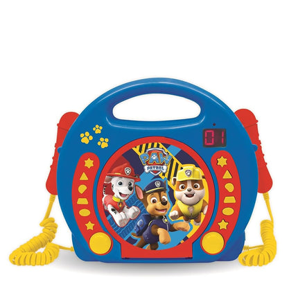 Lexibook Paw Patrol Chase Marshall, Karaoke CD Player with 2 Microphones, Programming Function, Headphones Jack, for Kids, with Power Supply or Batteries, Blue/Red, RCDK100PA
