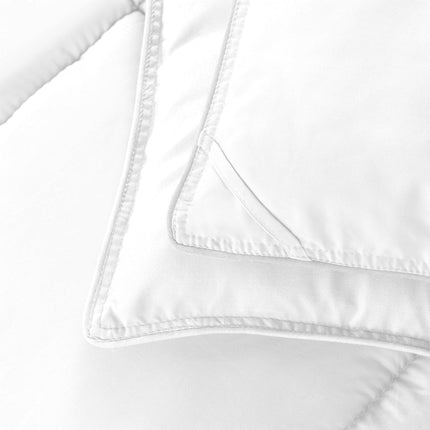 Elegant Comfort Edredón alternativo de plumón de 3 piezas con costuras en caja y fundas – Ultrasuave para todas las estaciones, inserto de edredón con pestañas en las esquinas, juego de edredón mullido y acogedor de 3 piezas, individual, blanco