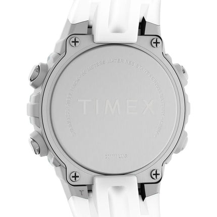 Timex Unisex Sport 33 mm Watch - White Resin Strap Digital Dial Silver-Tone Case TW5M61500