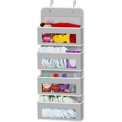 Organizador de pared/puerta Simple Houseware con 4 bolsillos de ventana transparente, gris