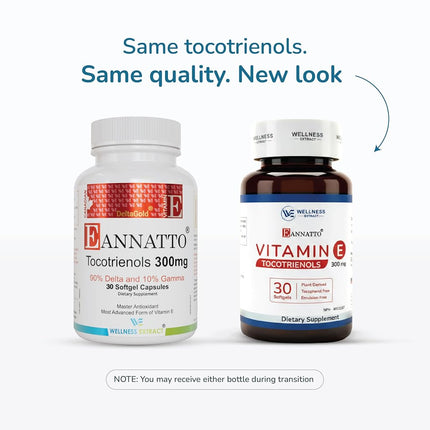 Wellness Extract Tocotrienols Vitamin E Supplement Annatto Derived – DeltaGold, Tocopherol Free, Supports Cholesterol, Inflammation, Brain & Skin Health (300 mg, 30 Softgels)