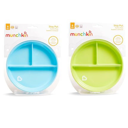 Munchkin Stay Put Divided Suction Plates, Blue/Green