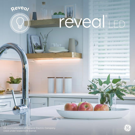 GE Reveal LED Light Bulbs, Candle Lights, 60 Watts, Clear Decorative B11 Bulbs, Small Base (8 Pack)