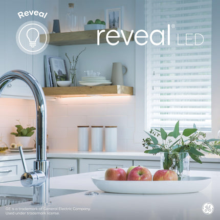 GE Reveal LED Light Bulbs, 60 Watt Eqv, HD+ Light, A15 Ceiling Fan Bulbs, Clear Small Base (2 Pack)