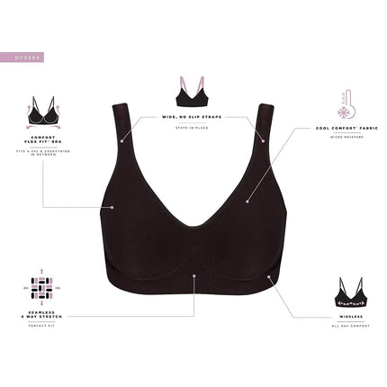 Bali Women's Comfort Revolution Wirefree Bra with Smart Sizes DF3484, White, Small