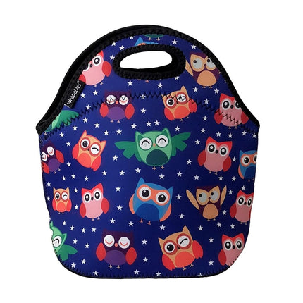 Wrapables A70832c Insulated Neoprene Reusable Lunch Bags, One Size, Rainbow Owls