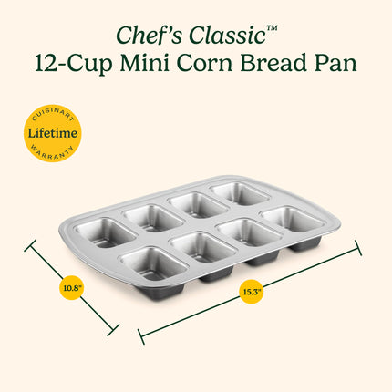 Cuisinart, Molde Clásico Antiadherente para 8 Mini Panecillos de Maíz, AMB-8CB