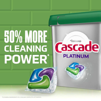Cascade Platinum Dishwasher Pods, Dishwasher Detergent, Dish Detergent Soap, Lemon, 59 Count