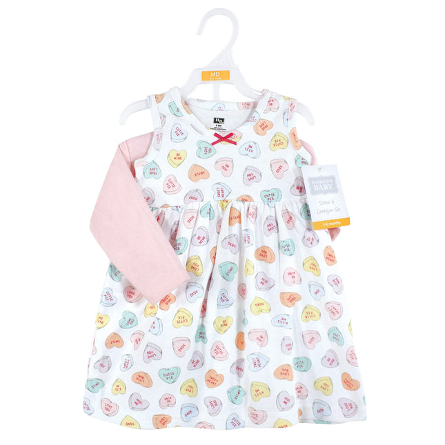 Ensemble Robe et Cardigan en Coton pour Bébé Fille Hudson Baby, Modèle "Be Mine Valentine", 12-18 Mois