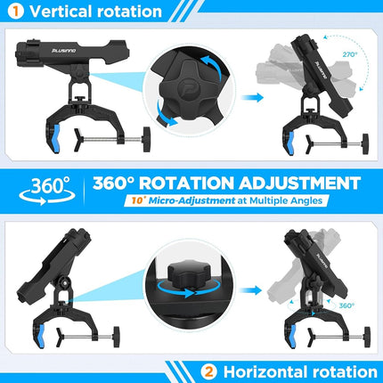 PLUSINNO 2 Pack Fishing Rod Holders for Boat, Upgraded Dual-V Shaped Design, Fit Round/Square Tube Boat Fishing Gear