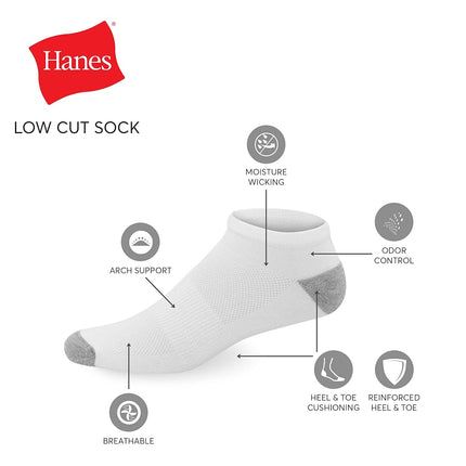 Hanes Men's FreshIQ X-Temp Low Cut Socks (12 pack), White