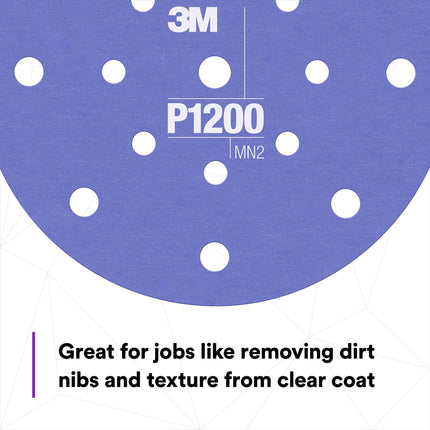 3M Hookit Flexible Abrasive Disc 34408, Clear Coat Sanding, Paint Finishing, Defect Removal, P1200, 6 in, 25 Discs/Carton