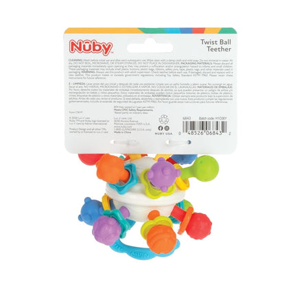 Nuby Twist Ball with Rattle and Bright Colours - Sensory Toy - Promotes Fine Motor Skills - From 3 Months