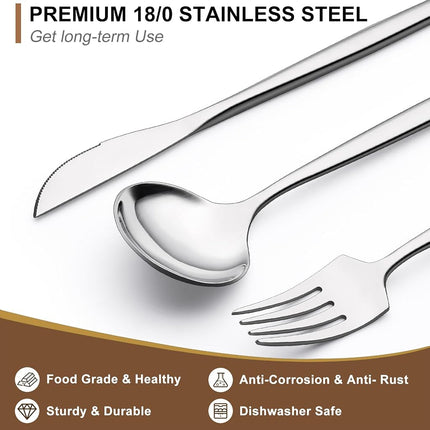 Wildone Silverware Set 20 Piece, Stainless Steel Flatware Set Service for 4, Cutlery Utensil Sets for Home Restaurant, Include Knife Fork Spoon Set, Dishwasher Safe