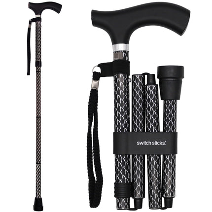 Switch Stick Luxury Engraved Black Walking Stick -