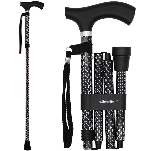 Switch Stick Luxury Engraved Black Walking Stick -