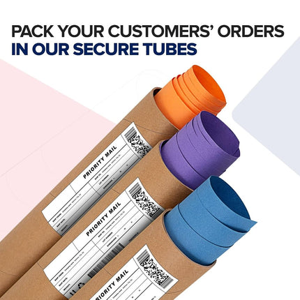 Paclord 2" x 60" Heavy-Duty Reinforced Cardboard Mailing Tube, Pack of 6 Tubes with 12 Caps – Secure USPS Approved – Great for Shipping and Storing of Prints, Artwork, Posters or Documents