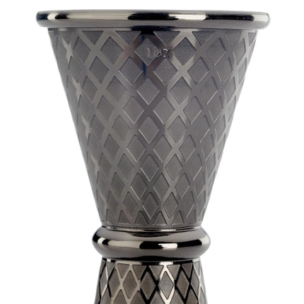 Barfly 1 x 2 oz. Diamond Lattice Etch Japanese Style Jigger, Gun Metal Black
