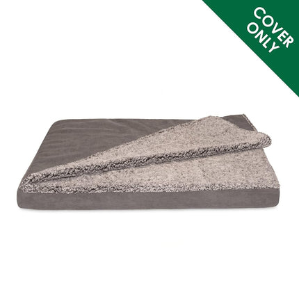Furhaven Replacement Dog Bed Cover Berber & Suede Blanket Top Mattress, Machine Washable - Gray, Large