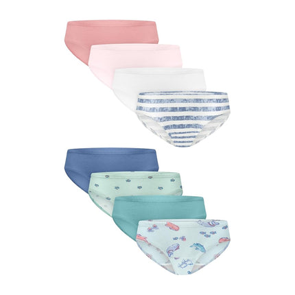 Culottes hipster Hanes pour filles, 8 paires, culottes Pure Comfort, culottes en coton biologique, bleu/rayures/rose/blanc, bleu/rayures/rose/blanc, 2-3T