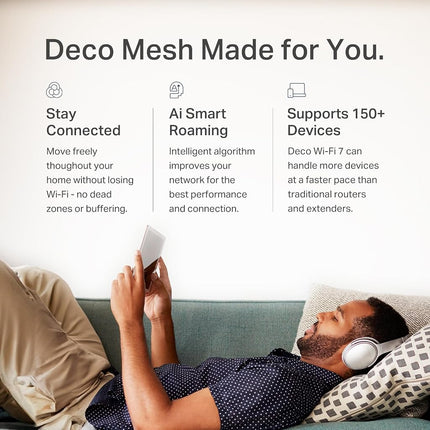 TP-Link Deco BE23 Dual-Band BE3600 WiFi 7 Mesh Wi-Fi System | 4-Stream 3.6 Gbps, 160 Mhz | Covers up to 4,500 Sq.Ft | 2× 2.5G Ports Wired Backhaul | VPN,MLO,AI-Roaming, HomeShield, 2-Pack